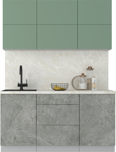 Изображение товара Кухонный гарнитур Интерлиния Мила Матте 1.6 А (мята/керамика/опал светлый)