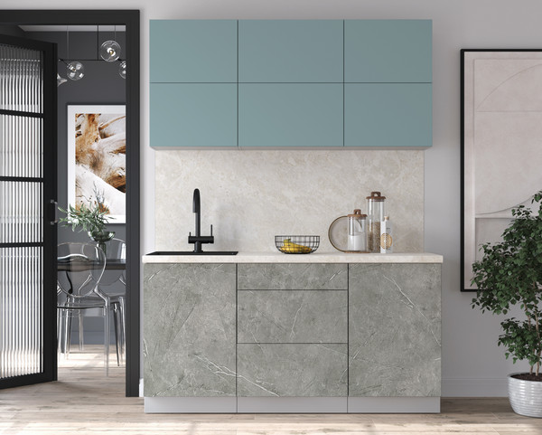 Изображение товара Кухонный гарнитур Интерлиния Мила Матте 1.6 А (океан/керамика/опал светлый)