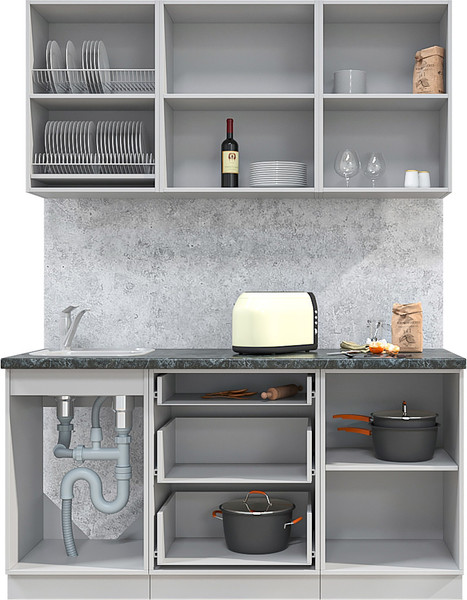 Изображение товара Кухонный гарнитур Интерлиния Мила Матте 1.6 А (океан/керамика/опал светлый)