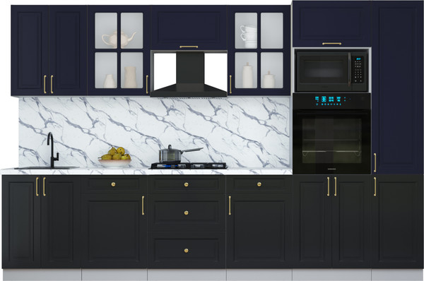 Изображение товара Кухонный гарнитур Интерлиния Мила Шато 3.2В (индиго/черный/белый гранит)