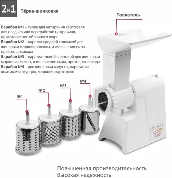 Изображение товара Мясорубка электрическая Мастерица КЭМ-02 (с овощерезкой)