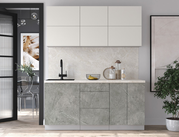 Изображение товара Кухонный гарнитур Интерлиния Мила Матте 1.7 А (белый/керамика/опал светлый)