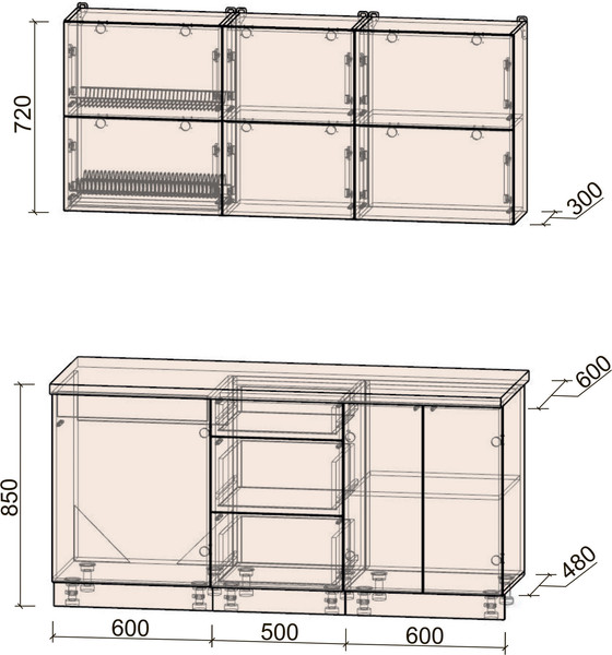 Изображение товара Кухонный гарнитур Интерлиния Мила Матте 1.7 А (белый/черный/дуб бунратти)
