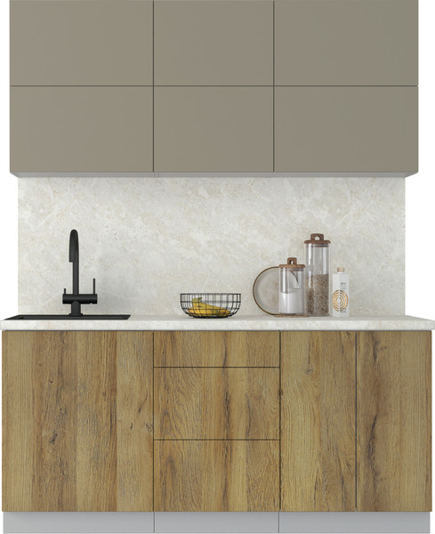 Изображение товара Кухонный гарнитур Интерлиния Мила Матте 1.7 А (луна/дуб вотан/опал светлый)