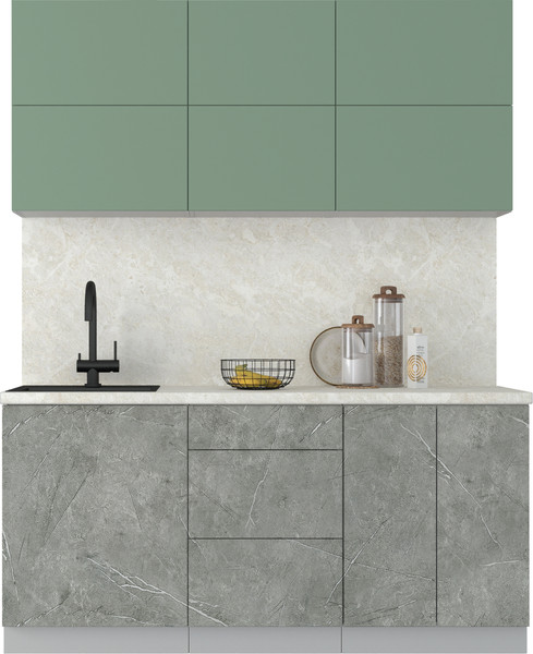 Изображение товара Кухонный гарнитур Интерлиния Мила Матте 1.7 А (мята/керамика/опал светлый)