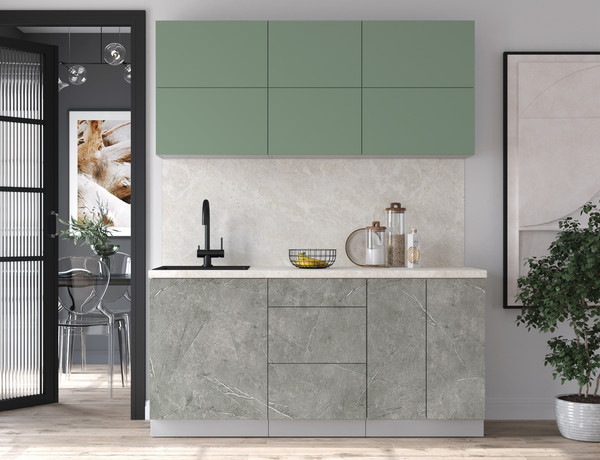 Изображение товара Кухонный гарнитур Интерлиния Мила Матте 1.7 А (мята/керамика/опал светлый)