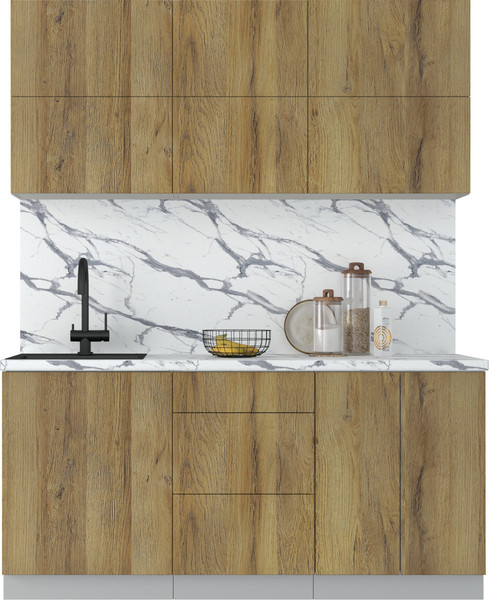 Изображение товара Кухонный гарнитур Интерлиния Мила Матте 1.7 А (дуб вотан/дуб вотан/белый гранит)