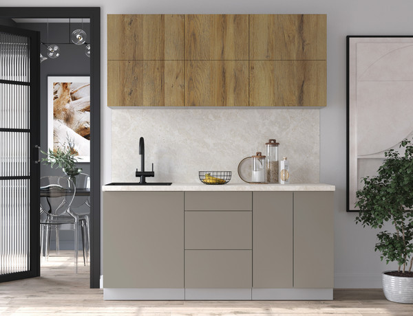 Изображение товара Кухонный гарнитур Интерлиния Мила Матте 1.7 А (дуб вотан/луна/опал светлый)