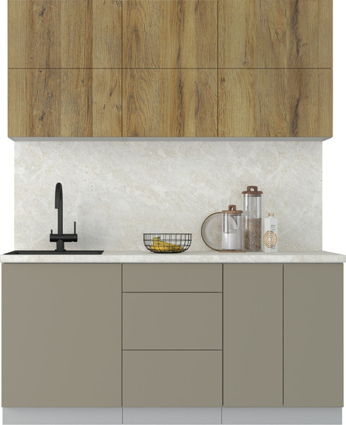 Изображение товара Кухонный гарнитур Интерлиния Мила Матте 1.7 А (дуб вотан/луна/опал светлый)