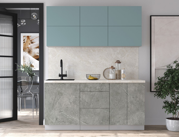 Изображение товара Кухонный гарнитур Интерлиния Мила Матте 1.7 А (океан/керамика/опал светлый)