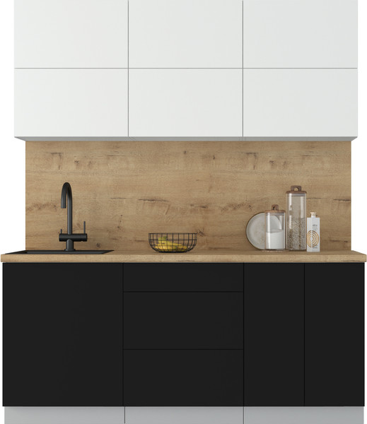 Изображение товара Кухонный гарнитур Интерлиния Мила Матте 1.8 А (белый/черный/дуб бунратти)