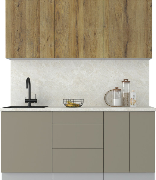 Изображение товара Кухонный гарнитур Интерлиния Мила Матте 1.8 А (дуб вотан/луна/опал светлый)