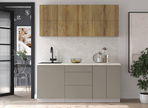 Изображение товара Кухонный гарнитур Интерлиния Мила Матте 1.8 А (дуб вотан/луна/опал светлый)