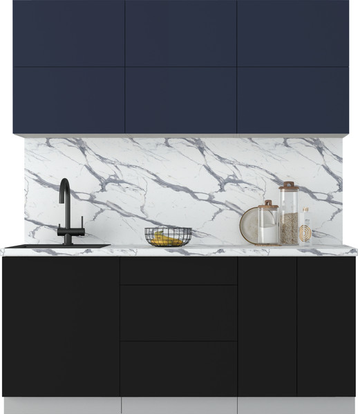 Изображение товара Кухонный гарнитур Интерлиния Мила Матте 1.8 А (индиго/черный/белый гранит)