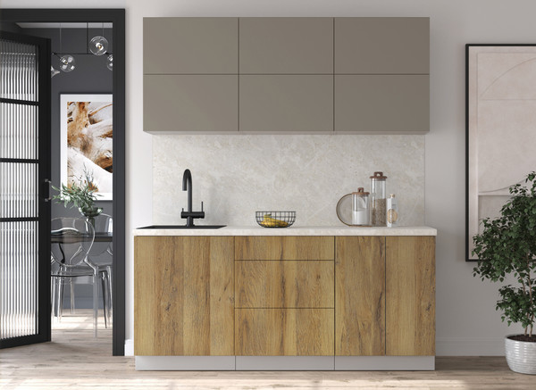 Изображение товара Кухонный гарнитур Интерлиния Мила Матте 1.8 А (луна/дуб вотан/опал светлый)