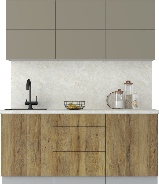 Изображение товара Кухонный гарнитур Интерлиния Мила Матте 1.8 А (луна/дуб вотан/опал светлый)