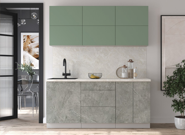 Изображение товара Кухонный гарнитур Интерлиния Мила Матте 1.8 А (мята/керамика/опал светлый)