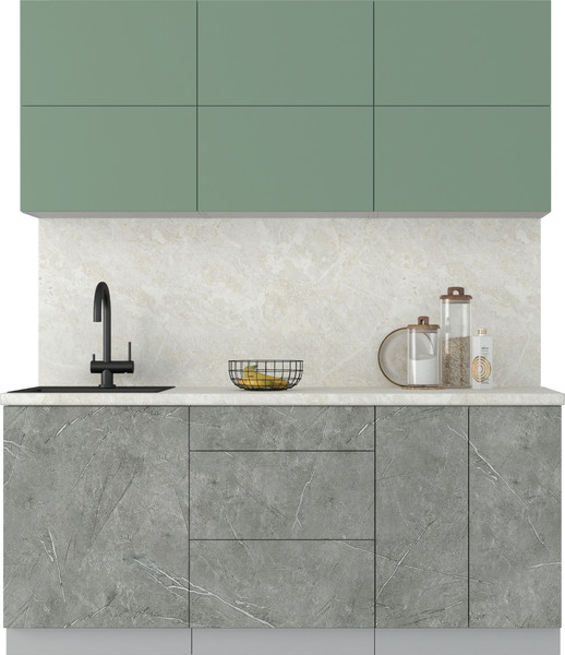 Изображение товара Кухонный гарнитур Интерлиния Мила Матте 1.8 А (мята/керамика/опал светлый)