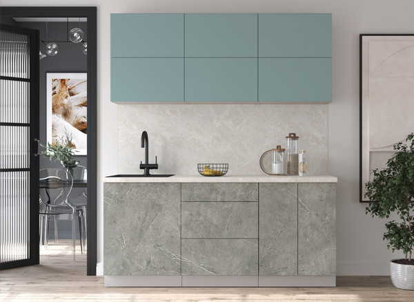 Изображение товара Кухонный гарнитур Интерлиния Мила Матте 1.8 А (океан/керамика/опал светлый)