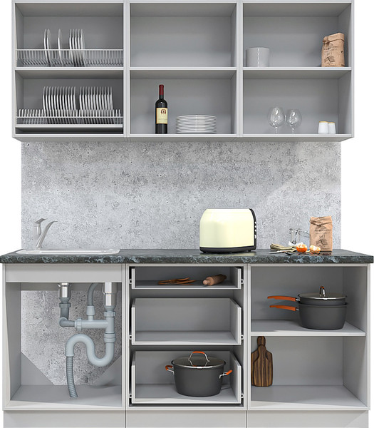 Изображение товара Кухонный гарнитур Интерлиния Мила Матте 1.8 А (океан/керамика/опал светлый)