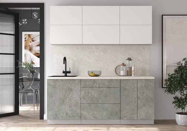 Изображение товара Кухонный гарнитур Интерлиния Мила Матте 1.9 А (белый/керамика/опал светлый)