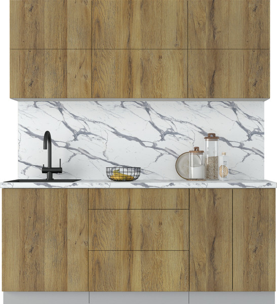 Изображение товара Кухонный гарнитур Интерлиния Мила Матте 1.9 А (дуб вотан/дуб вотан/белый гранит)