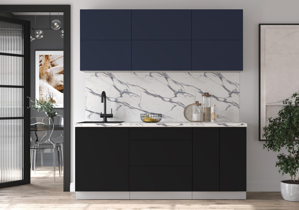 Изображение товара Кухонный гарнитур Интерлиния Мила Матте 1.9 А (индиго/черный/белый гранит)