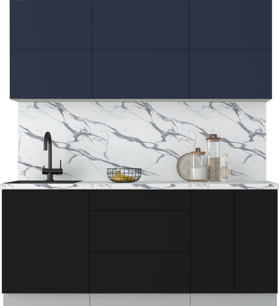 Изображение товара Кухонный гарнитур Интерлиния Мила Матте 1.9 А (индиго/черный/белый гранит)