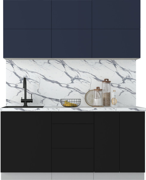 Изображение товара Кухонный гарнитур Интерлиния Мила Матте 1.7 А (индиго/черный/белый гранит)