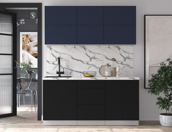 Изображение товара Кухонный гарнитур Интерлиния Мила Матте 1.7 А (индиго/черный/белый гранит)