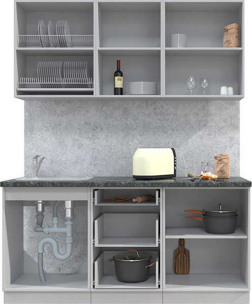 Изображение товара Кухонный гарнитур Интерлиния Мила Матте 1.7 А (керамика/керамика/опал светлый)