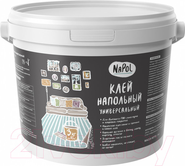 Изображение товара Клей для напольных покрытий Goldbastik NaPol Напольный универсальный (3кг)