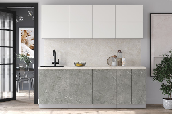 Изображение товара Кухонный гарнитур Интерлиния Мила Матте 2.2 А (белый/керамика/опал светлый)