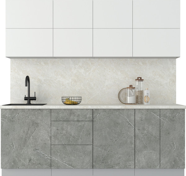 Изображение товара Кухонный гарнитур Интерлиния Мила Матте 2.2 А (белый/керамика/опал светлый)