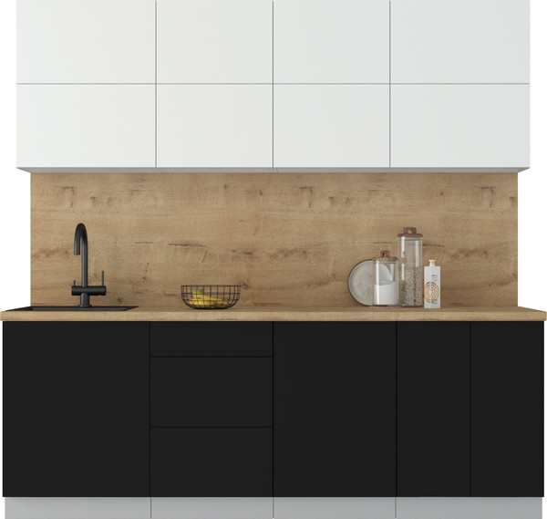 Изображение товара Кухонный гарнитур Интерлиния Мила Матте 2.2 А (белый/черный/дуб бунратти)