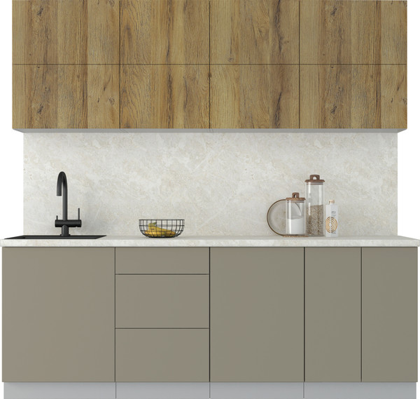 Изображение товара Кухонный гарнитур Интерлиния Мила Матте 2.2 А (дуб вотан/луна/опал светлый)