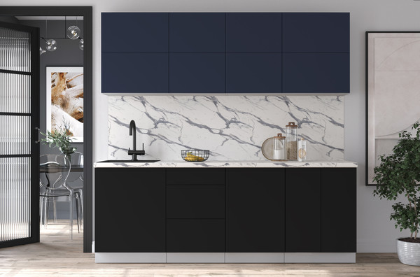 Изображение товара Кухонный гарнитур Интерлиния Мила Матте 2.2 А (индиго/черный/белый гранит)