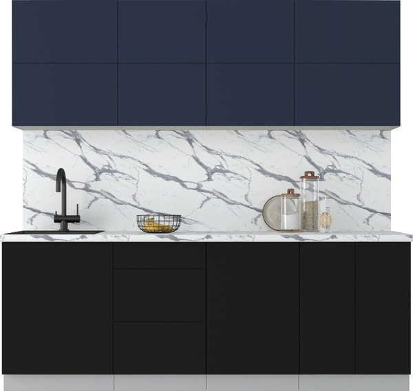 Изображение товара Кухонный гарнитур Интерлиния Мила Матте 2.2 А (индиго/черный/белый гранит)
