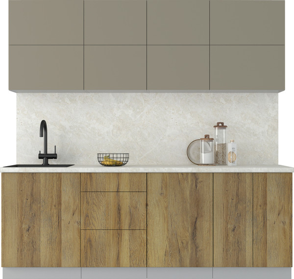 Изображение товара Кухонный гарнитур Интерлиния Мила Матте 2.2 А (луна/дуб вотан/опал светлый)