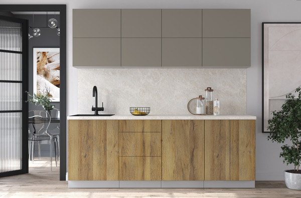 Изображение товара Кухонный гарнитур Интерлиния Мила Матте 2.2 А (луна/дуб вотан/опал светлый)