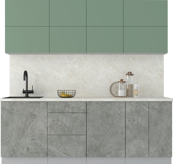 Изображение товара Кухонный гарнитур Интерлиния Мила Матте 2.2 А (мята/керамика/опал светлый)