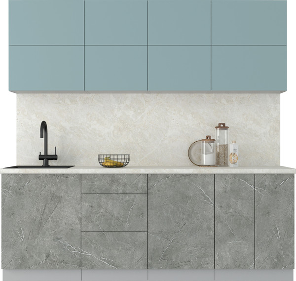 Изображение товара Кухонный гарнитур Интерлиния Мила Матте 2.2 А (океан/керамика/опал светлый)