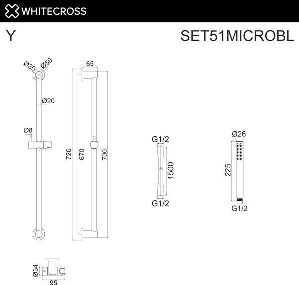 Изображение товара Душевой гарнитур Whitecross SET51MICROBL (черный матовый)