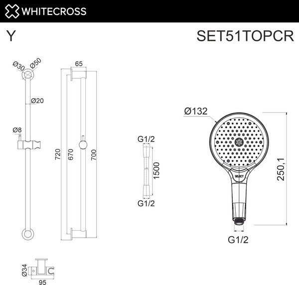 Изображение товара Душевой гарнитур Whitecross SET51TOPCR (хром)