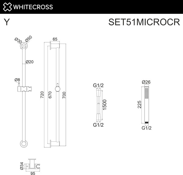 Изображение товара Душевой гарнитур Whitecross SET51MICROCR (хром)