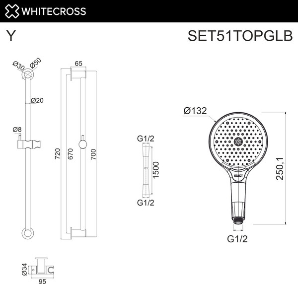 Изображение товара Душевой гарнитур Whitecross SET51TOPGLB (брашированное золото)