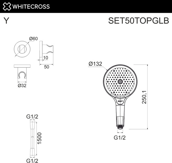 Изображение товара Душевой гарнитур Whitecross SET50TOPGLB (брашированное золото)