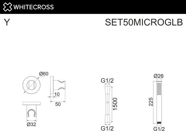 Изображение товара Душевой гарнитур Whitecross SET50MICROGLB (брашированное золото)