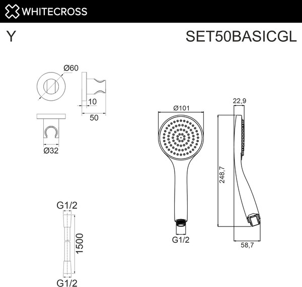 Изображение товара Душевой гарнитур Whitecross SET50BASICGL (золото)