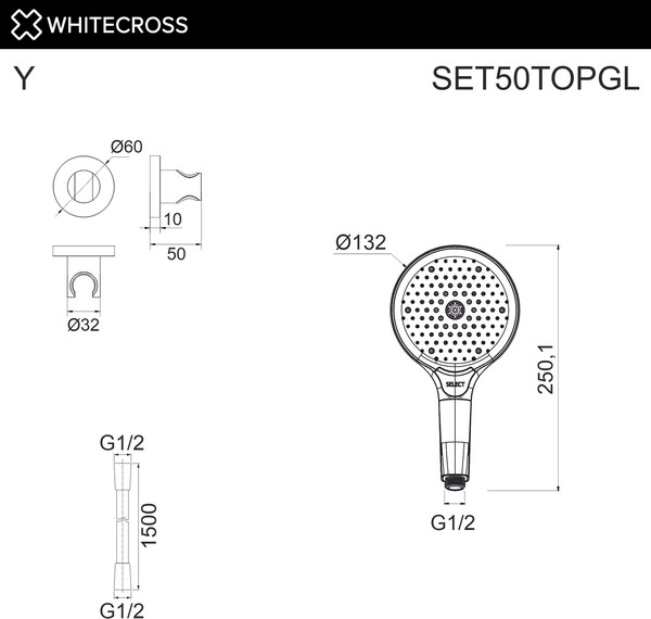 Изображение товара Душевой гарнитур Whitecross SET50TOPGL (золото)